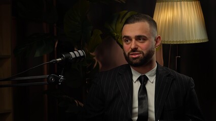 Influencer expert shares his thoughts in a podcast loft studio setting