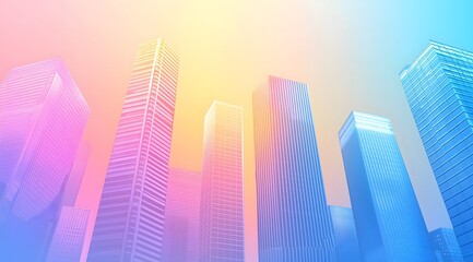 Obraz premium Colorful Skyscrapers View From Below