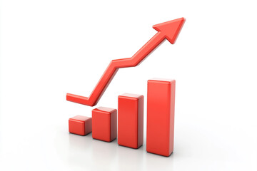 3D Growth Arrow Above Bar Graph – Business Success Illustration on White Background