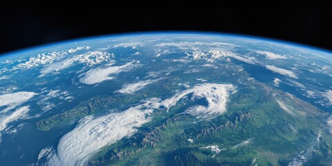 A breathtaking satellite image of Earth from space showcasing continents vast oceans and mesmerizing cloud formations.