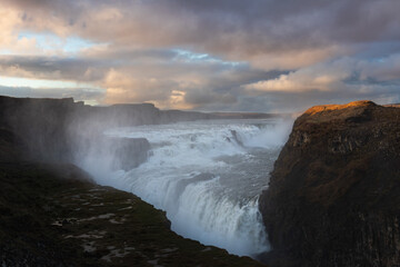 Fototapeta premium Iceland – Breathtaking Gullfoss Waterfall at Sunset