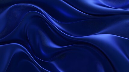 Obraz premium Deep blue fabric elegantly drapes in smooth flowing waves