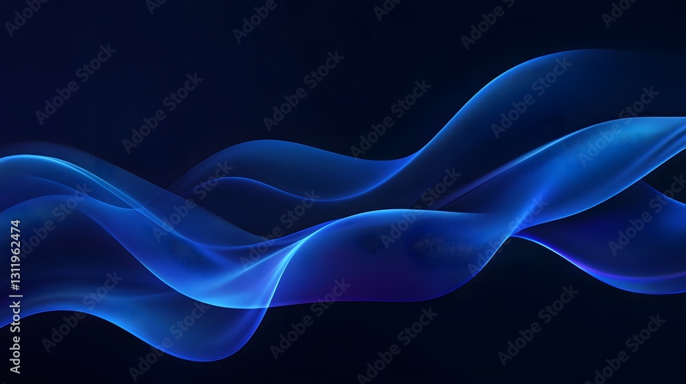 Poster abstract wavy lines flow smoothly against a dark background