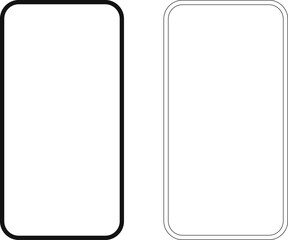 Modern black vector illustration of mobile gadget - Flat drawing modern smartphone. Phone display with white screen isolated. Transparent screen modern smartphone design. Smartphone vector icon