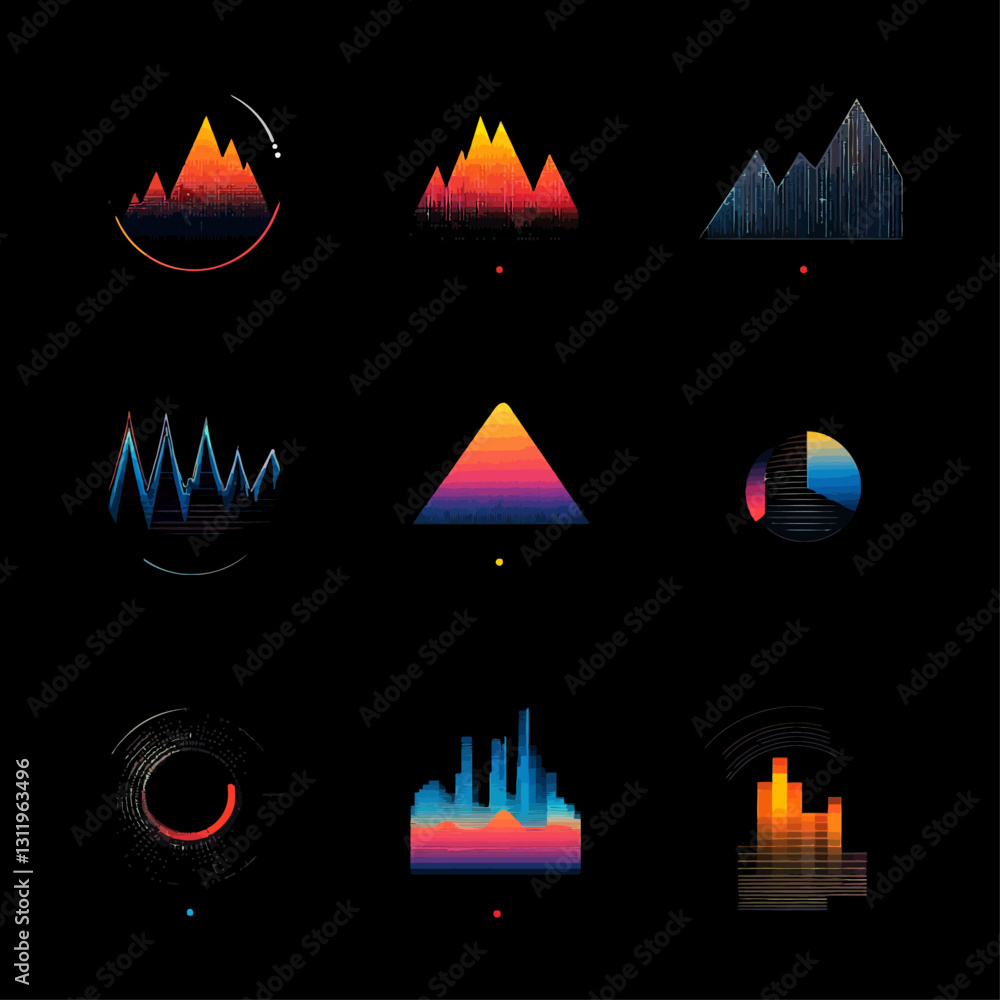 Poster graphic abstract data visualization charts and diagrams for business use