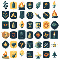 Alchemical Pictograms: A Mystical Collection of Elements and Symbols