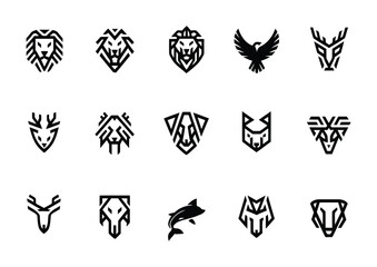 Fototapeta premium Animal Icon Vector Collection – Minimalist and Modern Outline Design