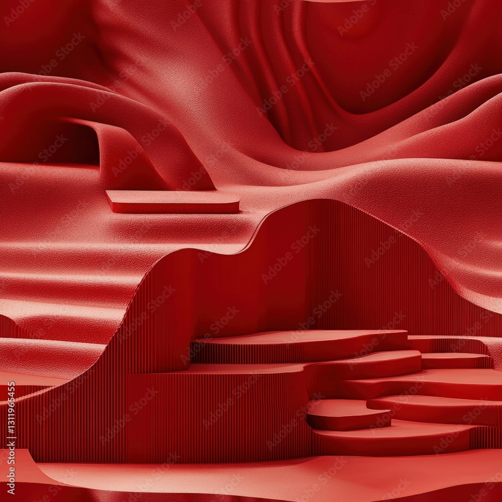 Poster seamless striking red background featuring a majestic wave design evoking energy and movement in a d