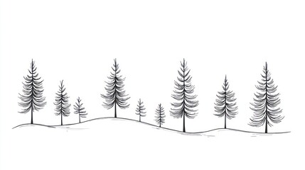 Obraz premium Hand drawn winter forest landscape