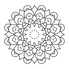 Mandala Serenity: A symmetrical and intricate black and white mandala, a visual representation of harmony, balance, and spiritual contemplation. 