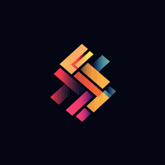 Colorful Gradient Geometric Pattern Design on Dark Background Abstract Art