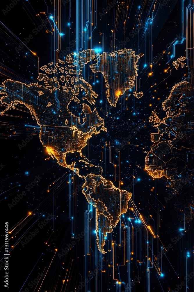Aufkleber a dynamic world map showcasing real-time energy flows.