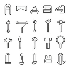 Climbing Equipment Line Art - Carabiners, Harnesses, and Ascenders Icon Set