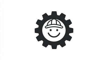 Obraz premium Gear with happy face; technical support; concept; logo
