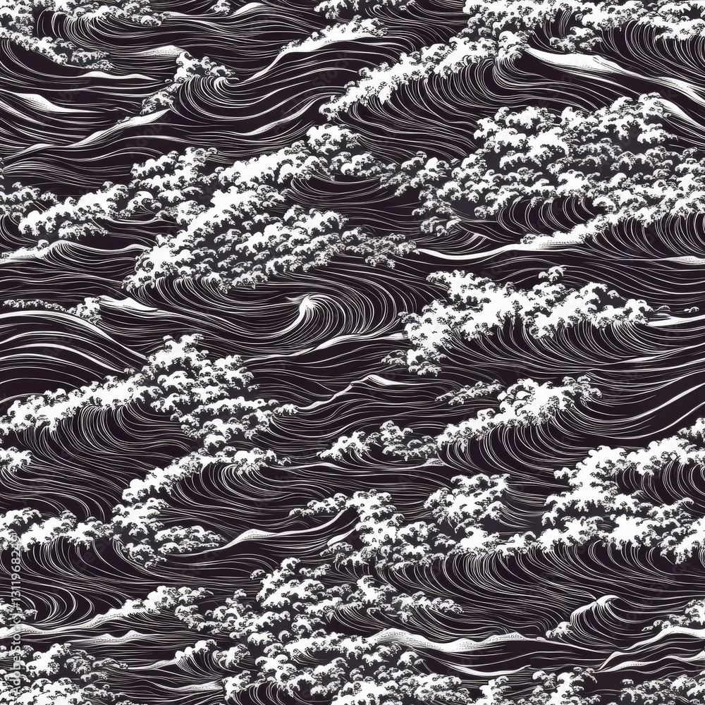 Poster seamless mesmerizing wave pattern with intricate details creating a dynamic flow of energy and movem
