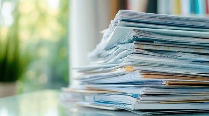 A stack of court cases on a table.