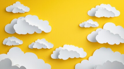 Paper Clouds on Yellow Background