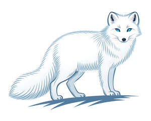 Obraz premium An elegant Arctic Fox silhouette icon set against a clean white background. 