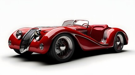 Vintage red sports car showcased in a studio setting with a clean background highlighting its design