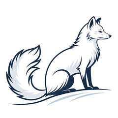 An elegant Arctic Fox silhouette icon set against a clean white background.
