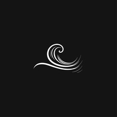 Fototapeta premium White Wave Line Art on Black Background for Minimalism and Design Elements