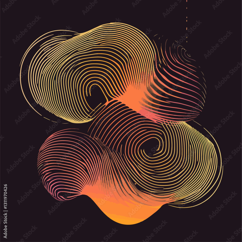 Poster abstract gradient spheres with concentric lines, futuristic design, art