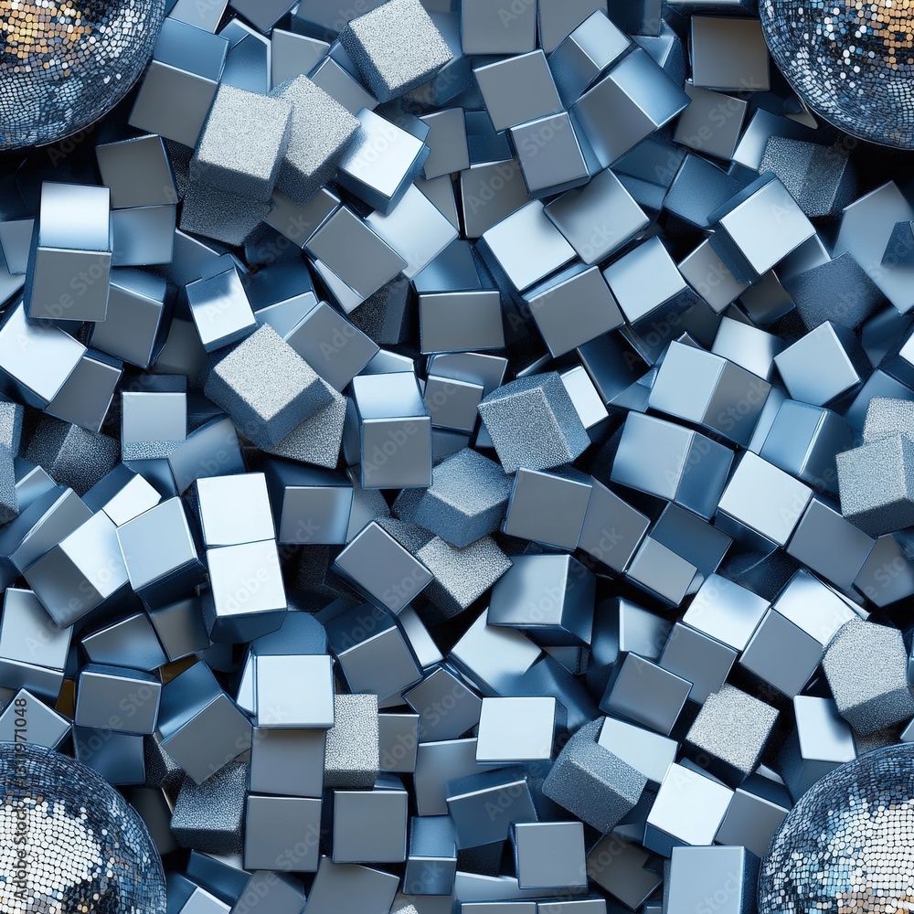 Poster seamless a group of shiny cubes arranged together creating a modern design with reflective surfaces 