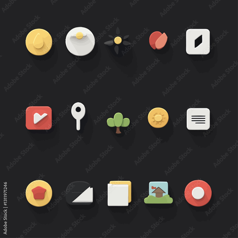 Poster colorful app icons collection flat design on dark background abstract style