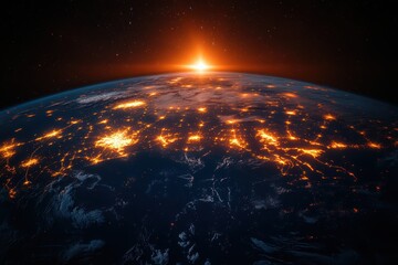 Obraz premium Experience the awe-inspiring beauty of Earth from space with this breathtaking view. See our planet like never before in this stunning image.