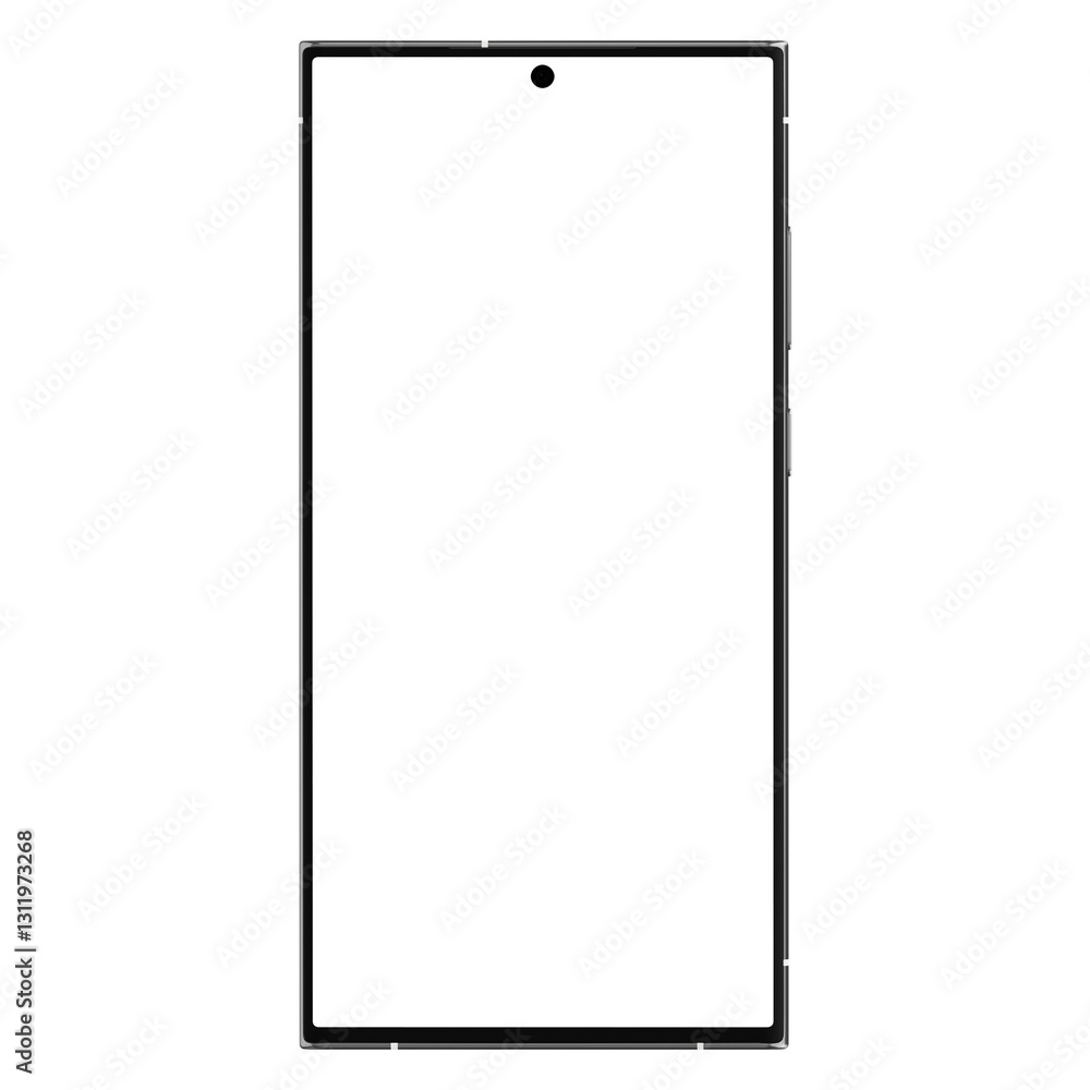 Wall mural photo of smartphone similar to android device without background. white screen. gray color. template