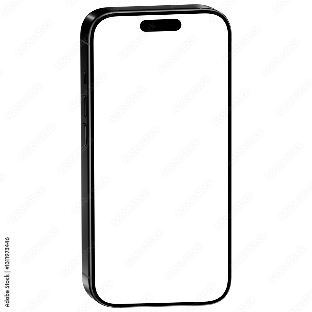 Canvas Prints photo of smartphone without background. white screen. black titanium color. template for mockup