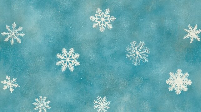A serene blue background adorned with delicate white snowflakes, suitable for winter-themed designs, holiday cards, or seasonal marketing materials, It evokes a cool, festive atmosphere,
