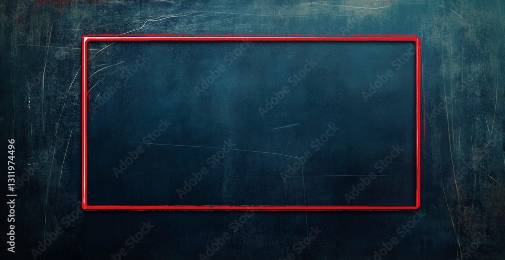 Poster chalkboard canvas: a blank chalkboard framed in a bold red border, ready to display your message or 