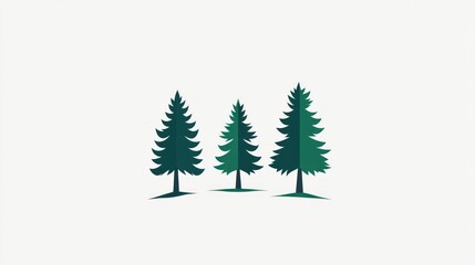 Obraz premium Three stylized evergreen trees on plain background. Possible use nature, eco-friendly, design
