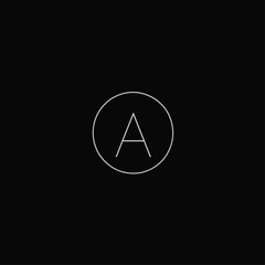 Minimalist Letter A in White Circle on Black Background Graphic Design
