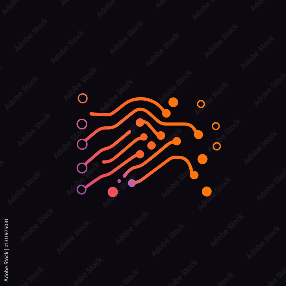 Poster abstract gradient circuit board design on black background technology art