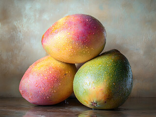 A tray of freshly picked Filipino mangoes