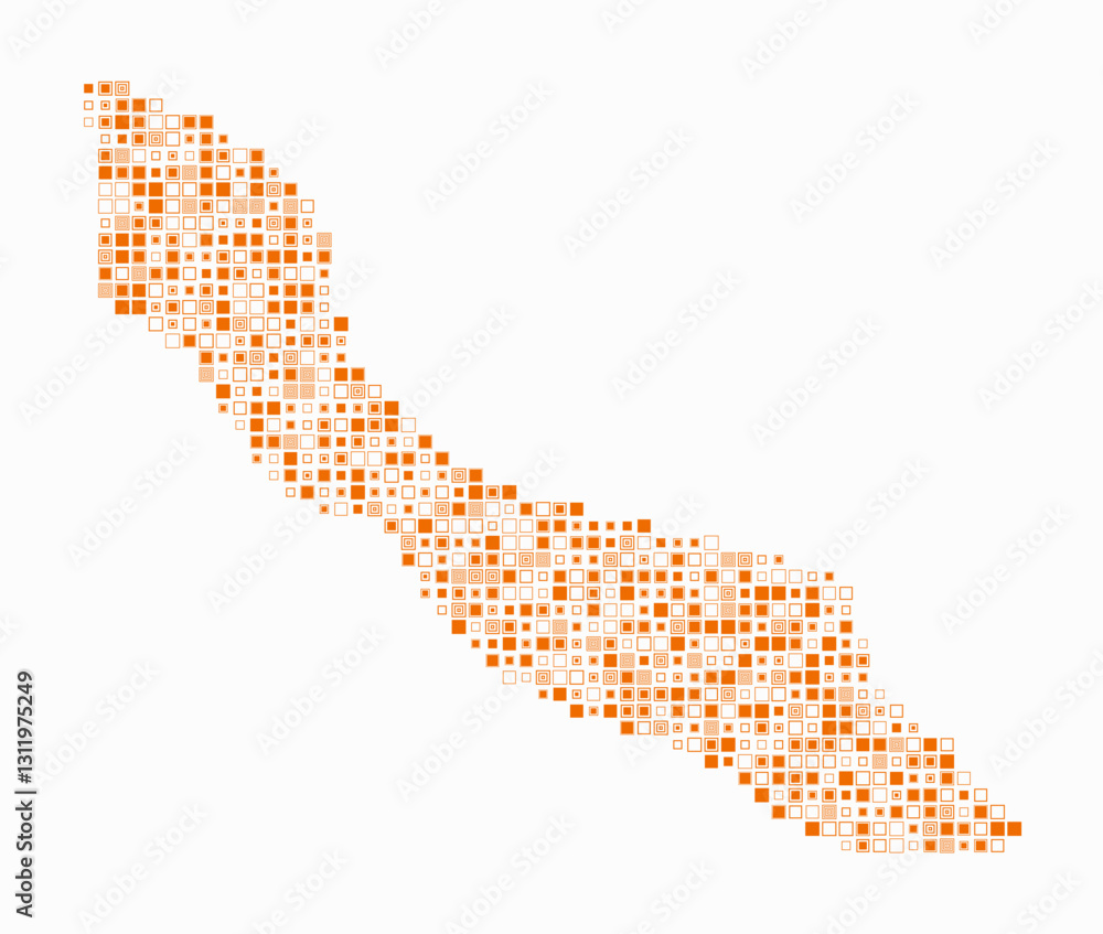 Poster curacao, shape of the country build of colored cells. digital style map of the curacao on white back