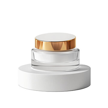 A minimalist vector illustration of a full opac rosin cosmetic glass jar, elegantly placed against on transparent png background. Ai generated