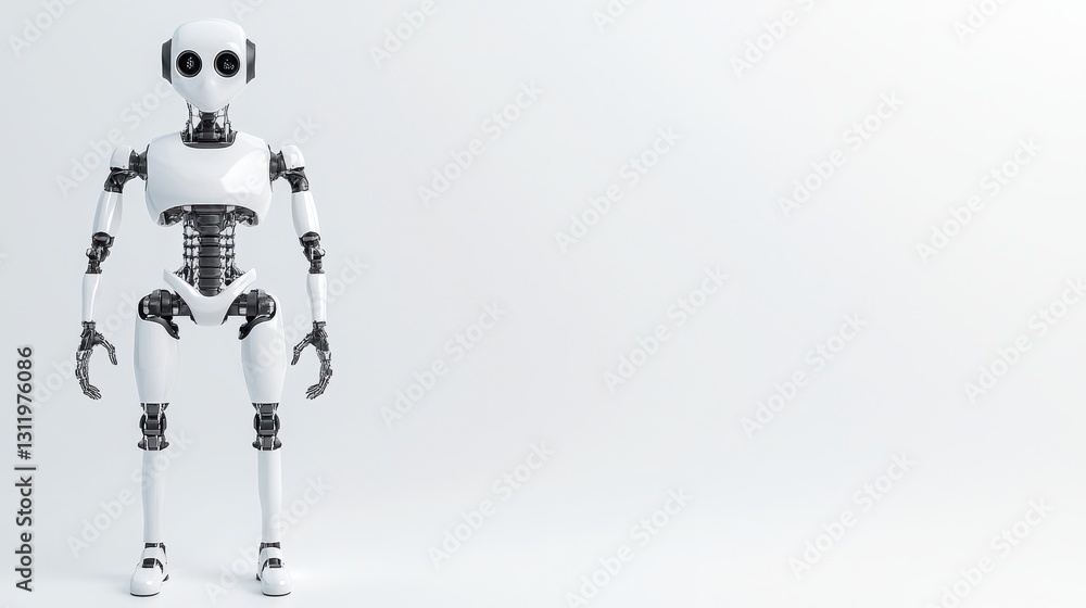 Aufkleber a simplistic humanoid robot stands against a plain background, showcasing its mechanical structure a