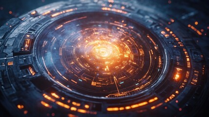 Obraz premium Futuristic, glowing, circular, technological device