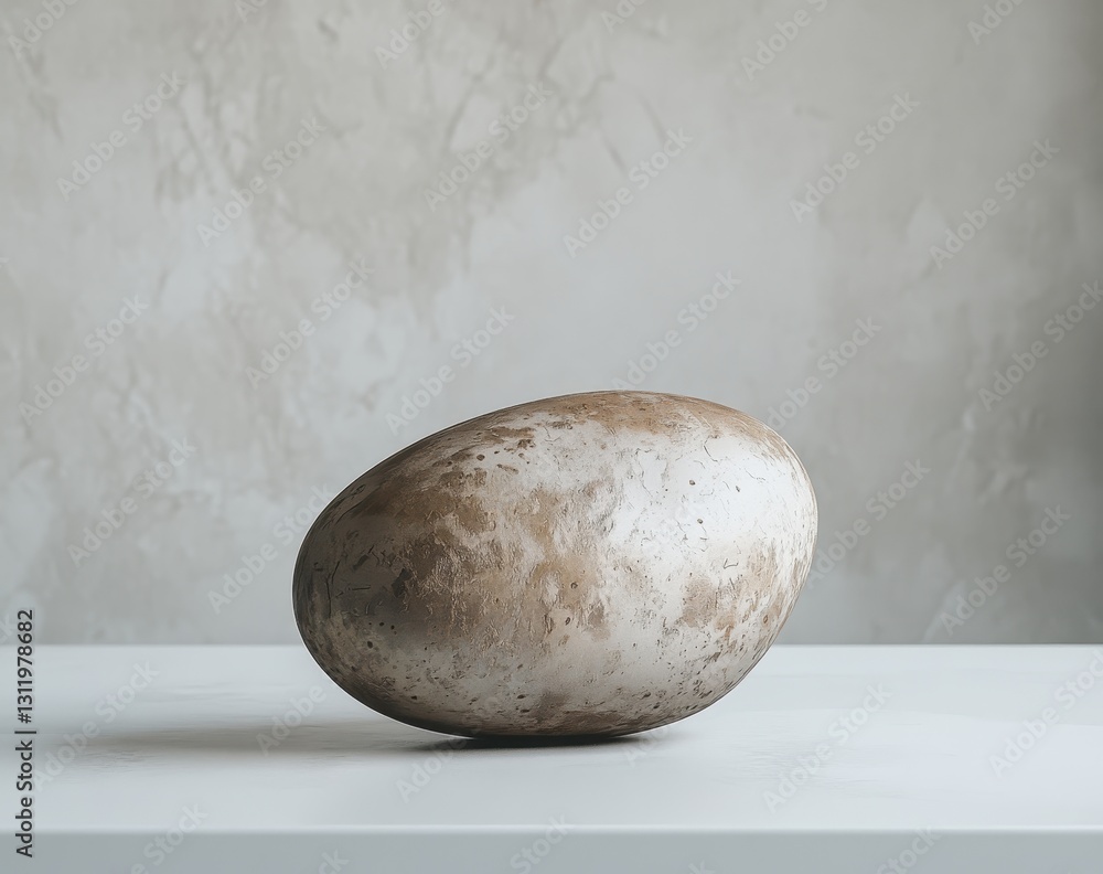 Poster artistic conceptual image of an isolated egg inspired object on a minimalist surface with a soft neu