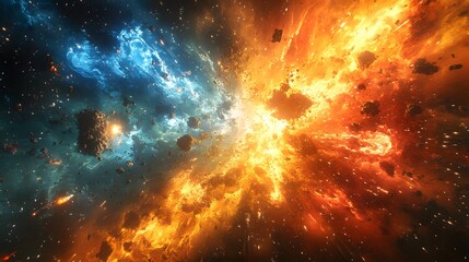 Fototapeta premium A Striking Comic Book Page Showcasing Superheroes in a Colorful and Dynamic Action Explosion