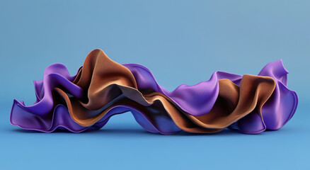 Abstract Purple and Brown Fabric Wave Shape with Soft Folds