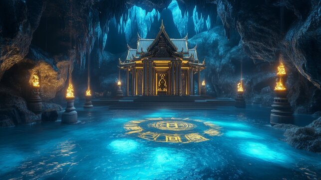 The ancient temple in the mysterious cave