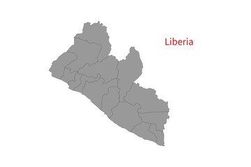 Liberia map isolated on white background. Map silhouette of Liberia. For website layouts, background, education, precise, customizable. Earth geography.