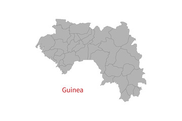 Guinea map isolated on white background. Map silhouette of Guinea. For website layouts, background, education, precise, customizable. Earth geography.
