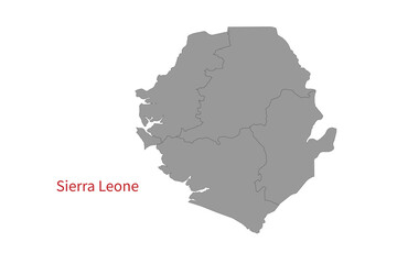 Obraz premium Sierra Leone map isolated on white background. Map silhouette of Sierra Leone. For website layouts, background, education, precise, customizable. Earth geography.