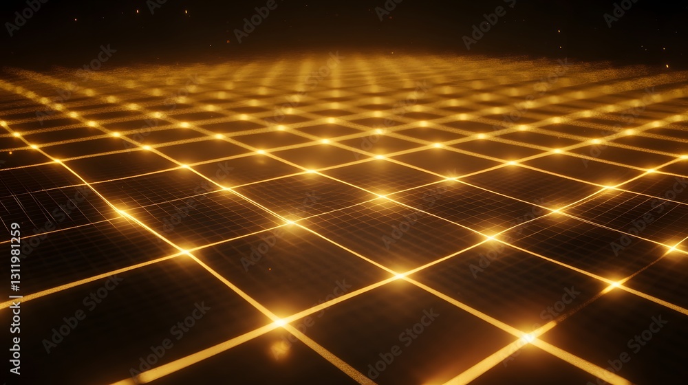 Poster golden grid illuminating dark background abstract design