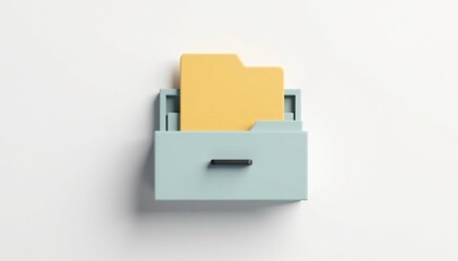 Minimalist flat style file cabinet drawer icon on white background, office, drawer